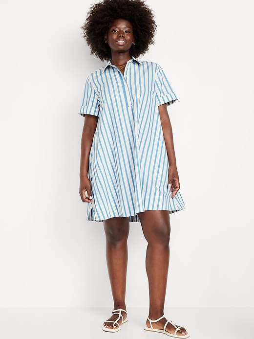 Image number 4 showing, Short-Sleeve Mini Swing Shirt Dress