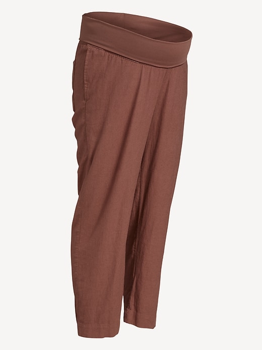 Image number 3 showing, Maternity Rollover Waist Linen Pant