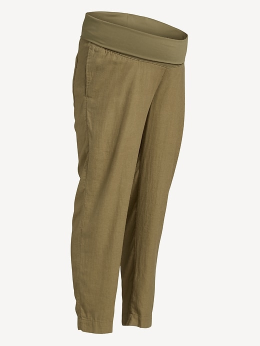 Image number 2 showing, Maternity Rollover Waist Linen Pant