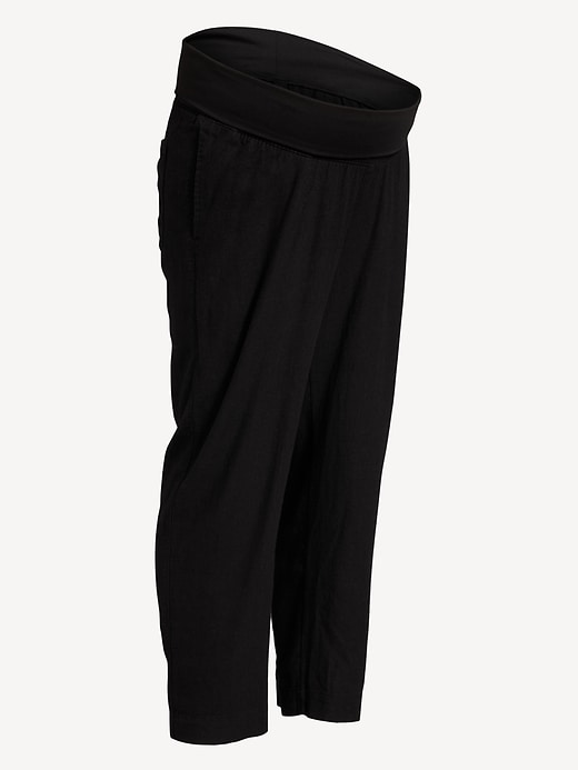 Image number 2 showing, Maternity Rollover Waist Linen Pant