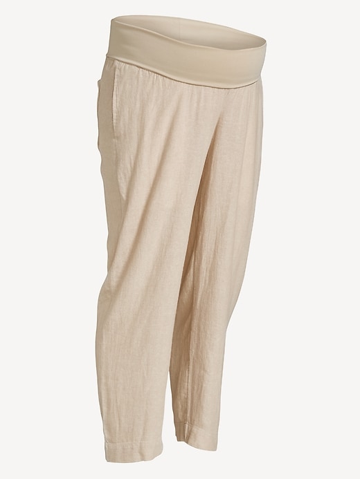 Image number 4 showing, Maternity Rollover Waist Linen Pant