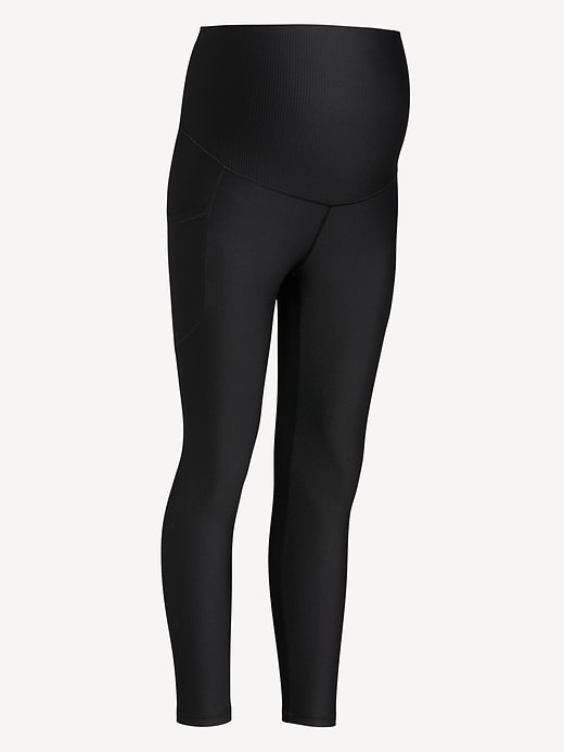 Image number 5 showing, Maternity Full Panel PowerSoft 7/8 Rib Leggings