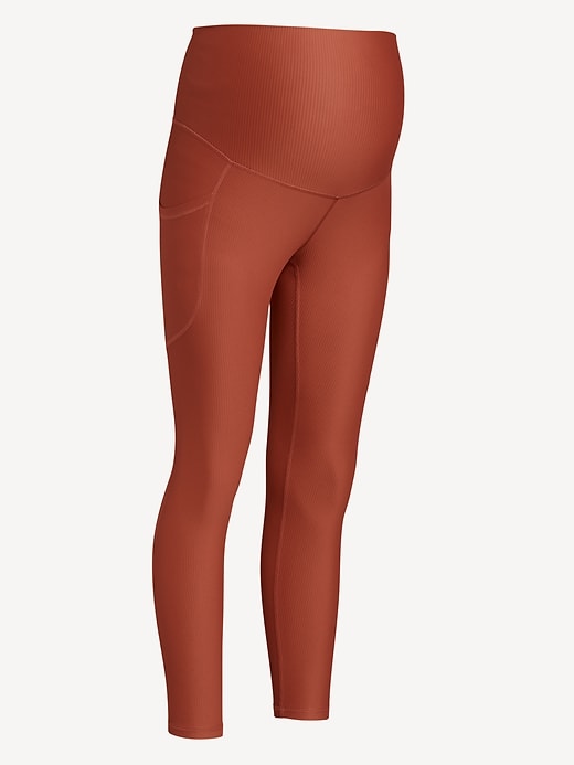 Image number 2 showing, Maternity Full Panel PowerSoft 7/8 Rib Leggings