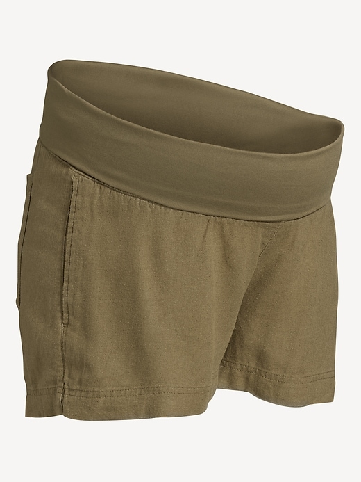 Image number 2 showing, Maternity Linen-Blend Pull-On Shorts -- 3.5-inch inseam