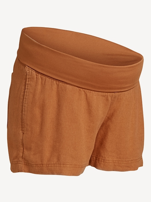 Image number 2 showing, Maternity Linen-Blend Pull-On Shorts -- 3.5-inch inseam