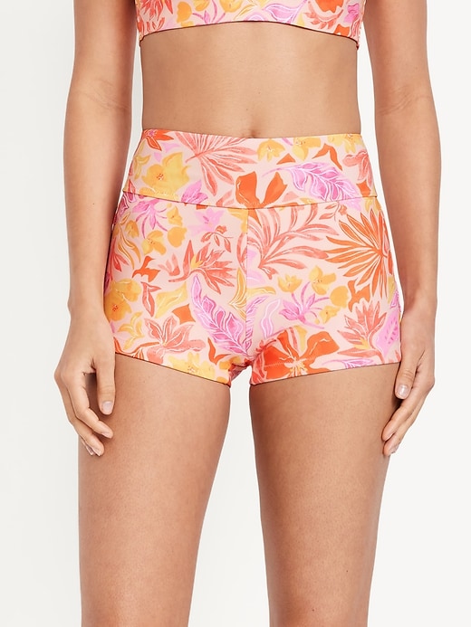 Image number 1 showing, High-Waisted Matte Swim Shorts -- 2-inch inseam