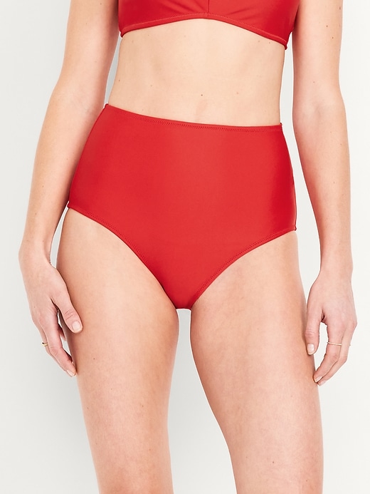 Image number 1 showing, Matte High-Waisted Bikini Swim Bottoms