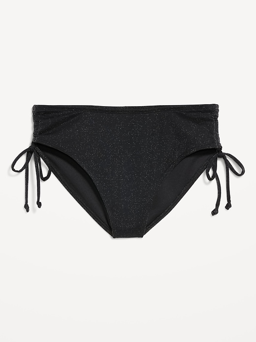 Image number 4 showing, Mid-Rise Side-Tie Shine Bikini Swim Bottoms