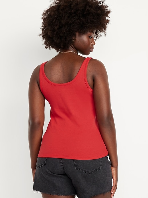 Image number 6 showing, First-Layer Ribbed Scoop-Neck Tank Top