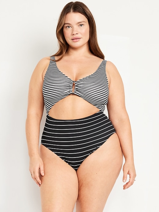 Image number 7 showing, Textured One-Piece Cut-Out Swimsuit