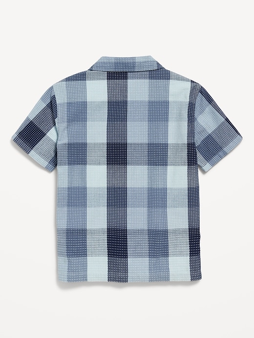 L'image numéro 3 présente Chemise armurée texturée à manches courtes et à poche pour garçon