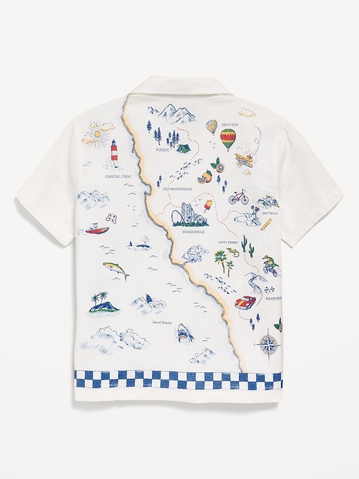 Image number 3 showing, Printed Short-Sleeve Linen-Blend Shirt for Boys