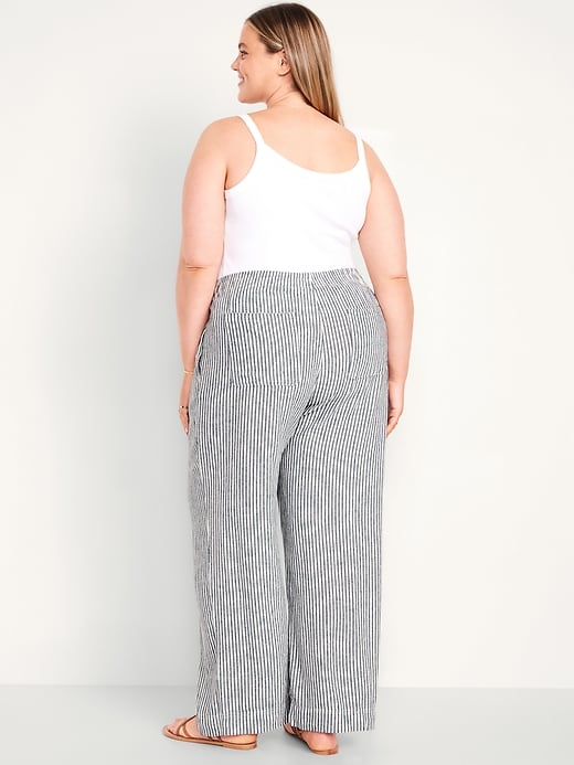 Image number 5 showing, High-Waisted Linen-Blend Wide-Leg Pants