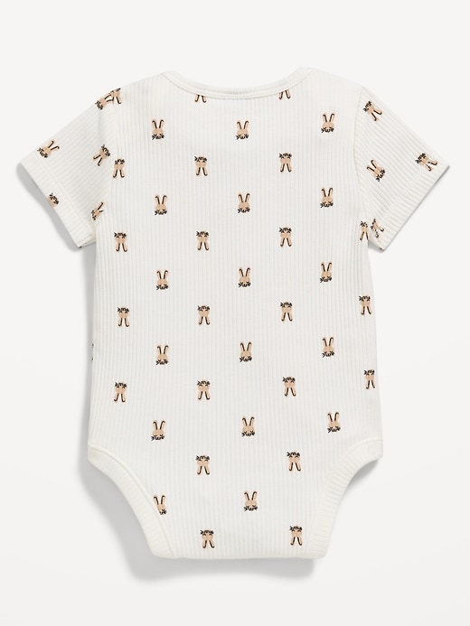 View large product image 2 of 2. Unisex Printed Ribbed Short-Sleeve Bodysuit for Baby