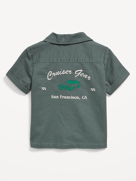 L'image numéro 3 présente Chemise brodée à poche à manches courtes pour tout-petit garçon
