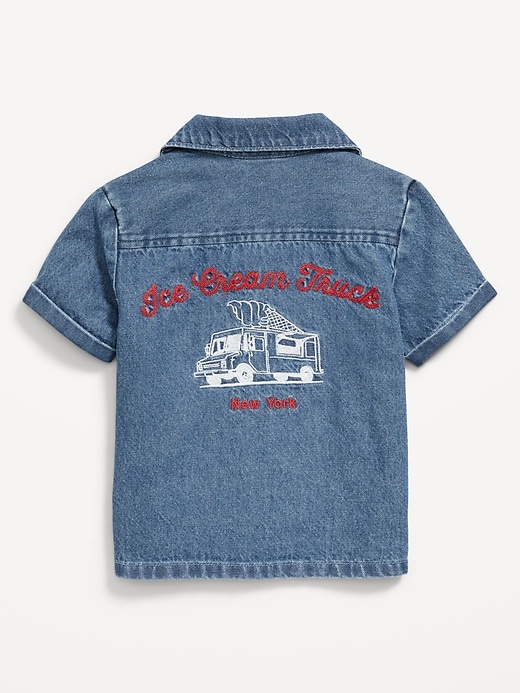 Image number 3 showing, Short-Sleeve Embroidered Pocket Shirt for Toddler Boys