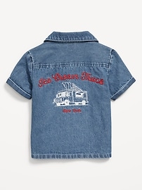 View large product image 3 of 3. Short-Sleeve Embroidered Pocket Shirt for Toddler Boys