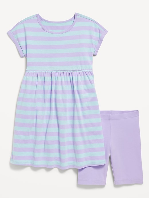 View large product image 1 of 2. Printed Swing Dress and Biker Shorts Set for Girls