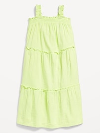 View large product image 3 of 3. Sleeveless Ruffle-Trim Tiered Midi Dress for Girls