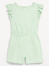 View large product image 3 of 4. Short-Sleeve Ruffle Textured Romper for Girls