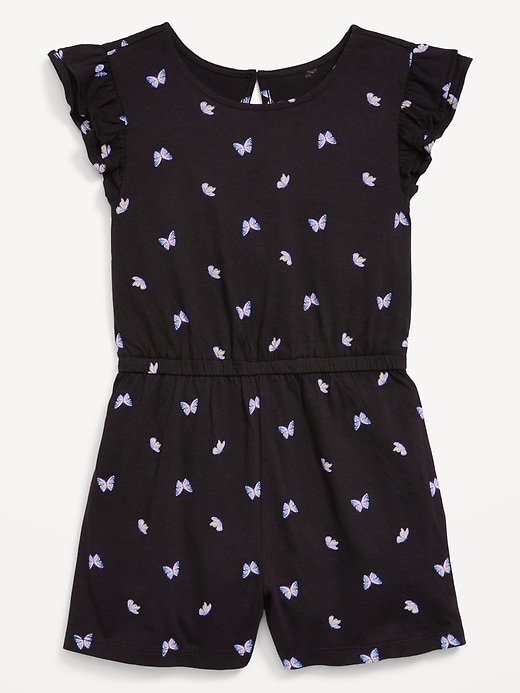 View large product image 2 of 3. Printed Flutter-Sleeve Romper for Girls