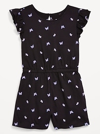 View large product image 3 of 4. Printed Flutter-Sleeve Romper for Girls