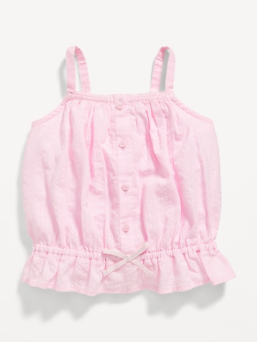 View large product image 1 of 1. Sleeveless Buttoned Peplum Tank Top for Toddler Girls