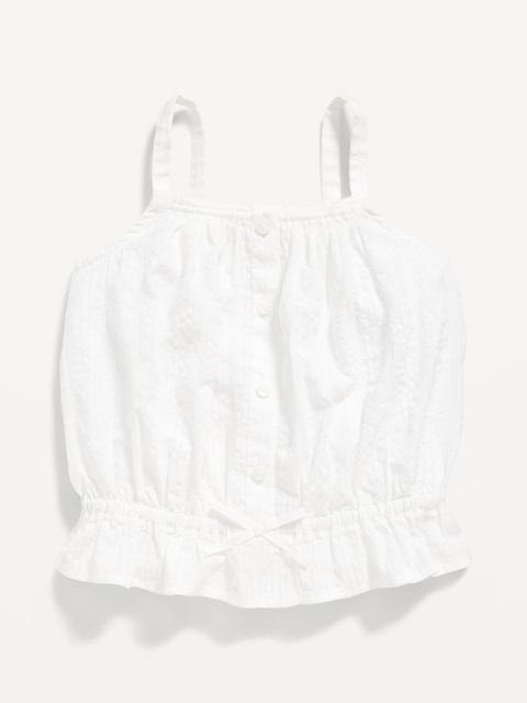 Sleeveless Buttoned Peplum Tank Top for Toddler Girls