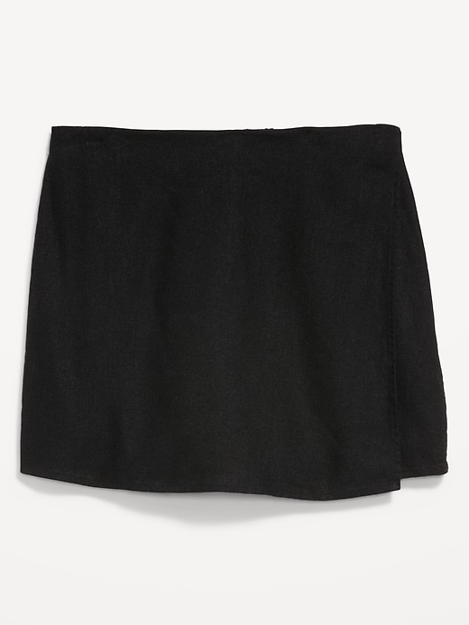 Image number 4 showing, High-Waisted Faux-Wrap Linen-Blend Mini Skort