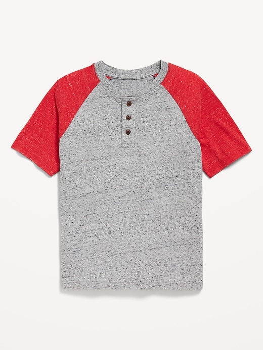 View large product image 1 of 1. Short-Sleeve Color-Block Henley T-Shirt for Boys