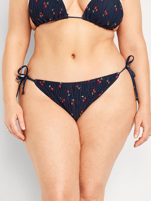 Image number 7 showing, Mid-Rise Textured String Bikini Swim Bottoms