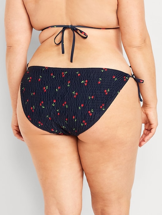 Image number 8 showing, Mid-Rise Textured String Bikini Swim Bottoms