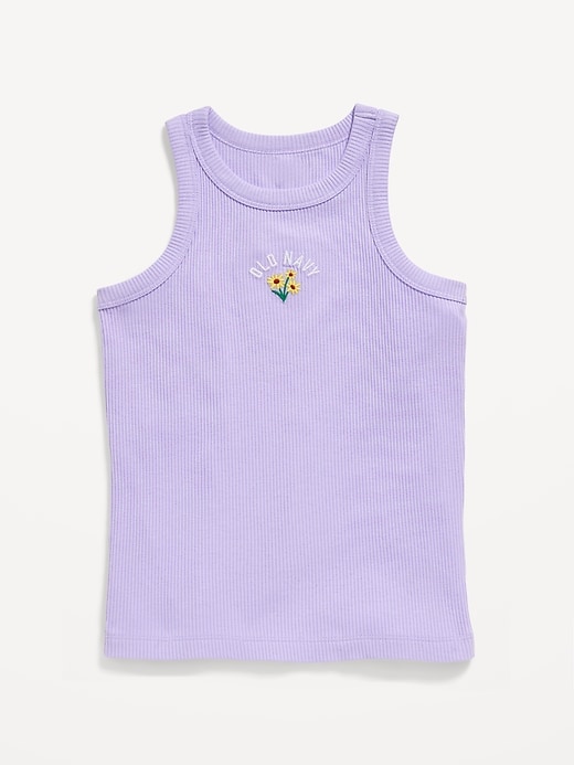 View large product image 1 of 3. Fitted Ribbed Logo-Graphic Tank Top for Girls