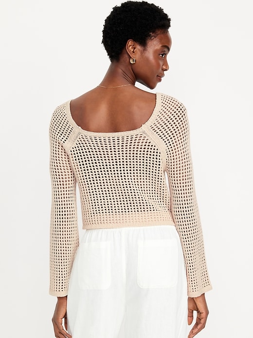 Image number 2 showing, Open-Stitch Cropped Bouclé Sweater