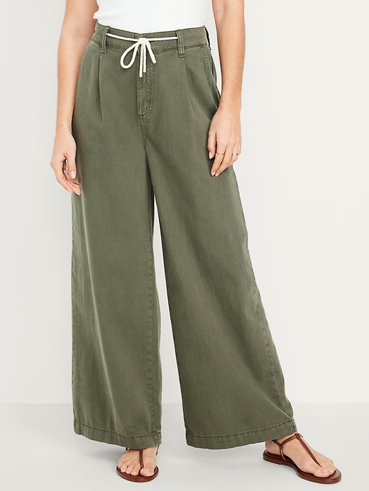 Image number 1 showing, High-Waisted Super Wide-Leg Drapey Pants