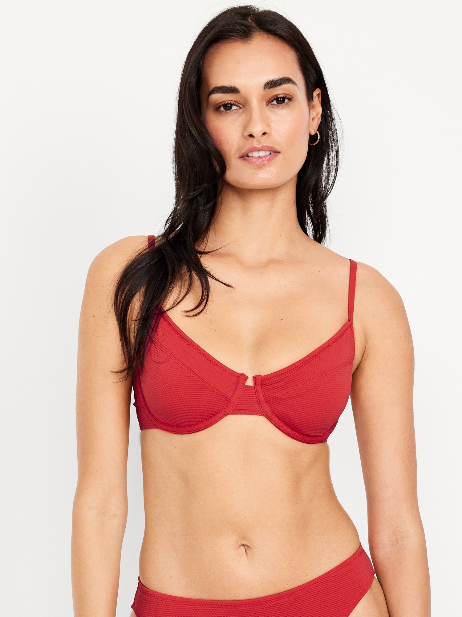 Textured Underwire Balconette Swim Top