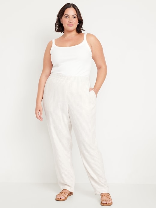 Image number 6 showing, High-Waisted Linen-Blend Straight Pants