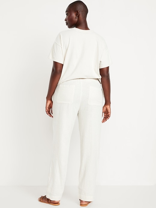 Image number 5 showing, High-Waisted Linen-Blend Straight Pants