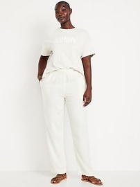 High-Waisted Linen-Blend Straight Ankle Pants