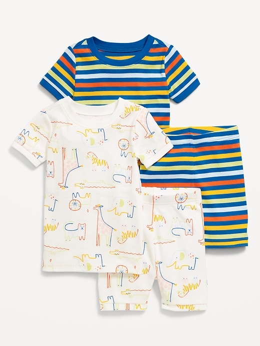 View large product image 1 of 1. Unisex Snug-Fit Printed Pajama 4-Piece Set for Toddler & Baby