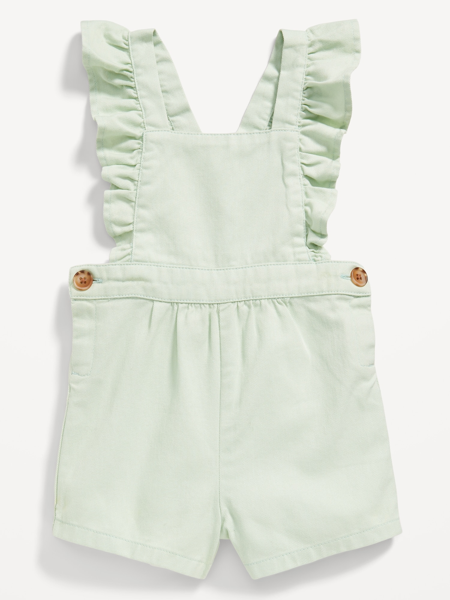 Ruffle-Trim Twill Shortalls for Baby