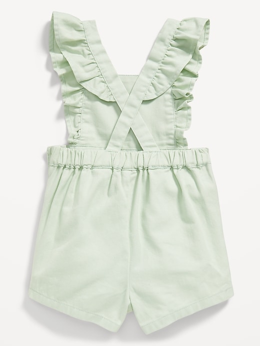 View large product image 2 of 2. Ruffle-Trim Twill Shortalls for Baby