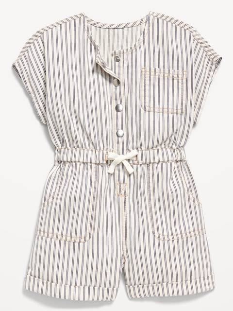 Short-Sleeve Utility Pocket Romper for Toddler Girls