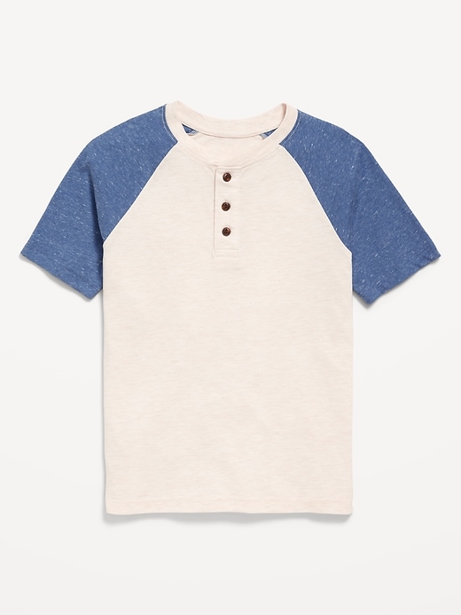 View large product image 1 of 1. Short-Sleeve Color-Block Henley T-Shirt for Boys