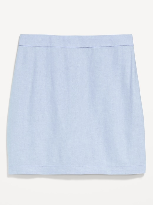 Image number 4 showing, High-Waisted Linen-Blend Mini Skirt