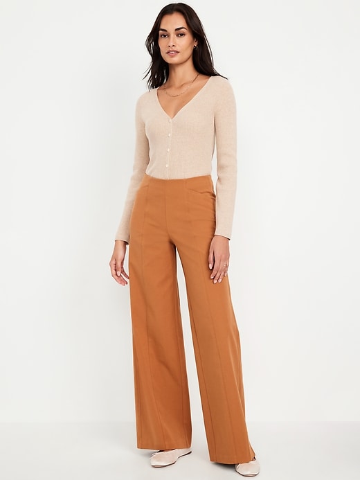 Image number 1 showing, High-Waisted Pull-On Pixie Wide-Leg Pants