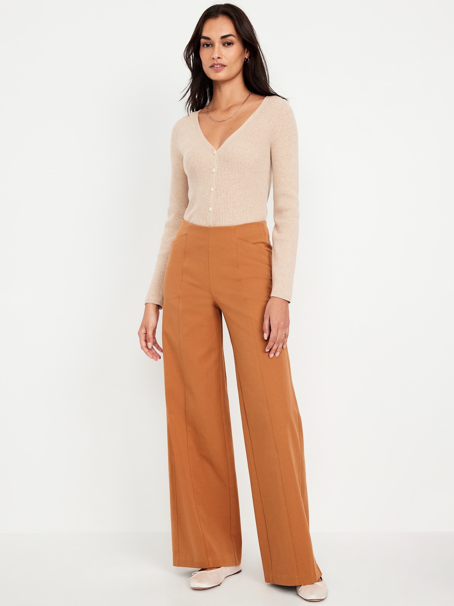 High-Waisted Pull-On Pixie Wide-Leg Pants