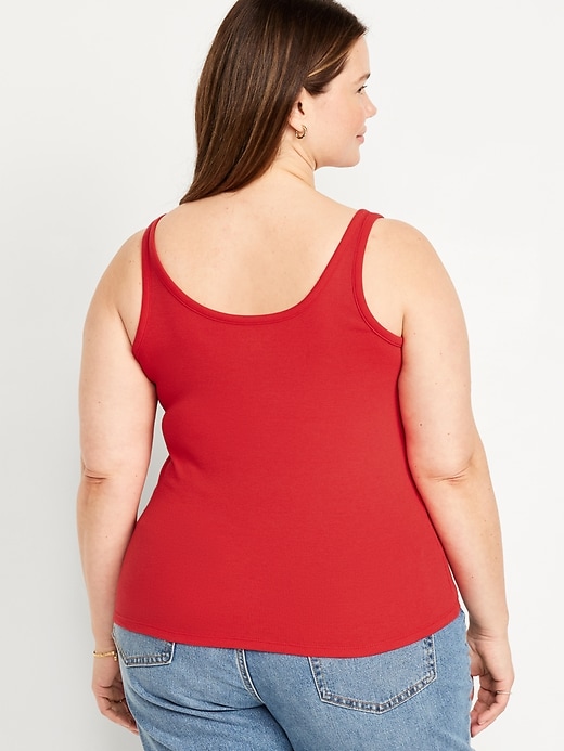 Image number 8 showing, First-Layer Ribbed Scoop-Neck Tank Top