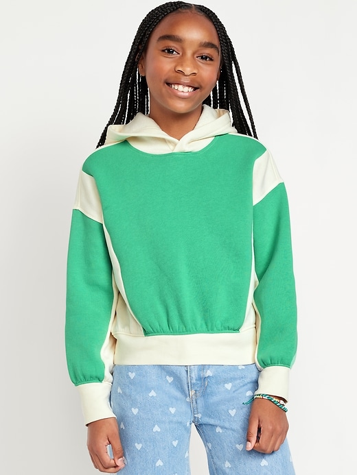 View large product image 1 of 3. Vintage Oversized Color-Block Pullover Hoodie for Girls