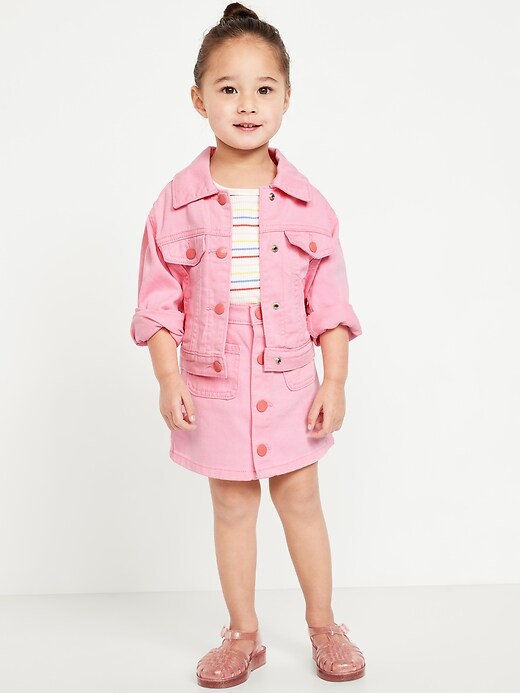 View large product image 1 of 4. High-Waisted A-Line Button-Front Twill Skirt for Toddler Girls